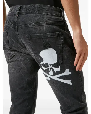 Philipp Plein スカルプリント スリムカット デニム ジーンズ グレー - サムネイル4