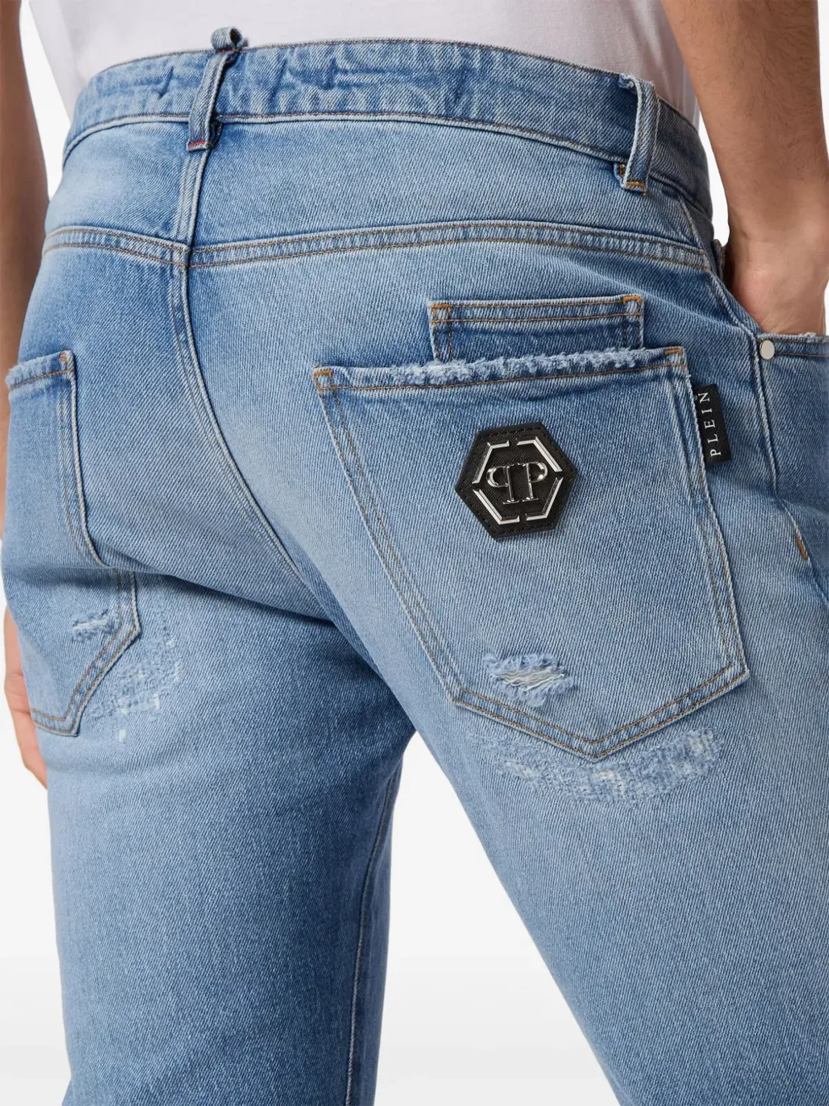 Philipp Plein ダメージ加工ストレートジーンズ - ブルー - 画像5