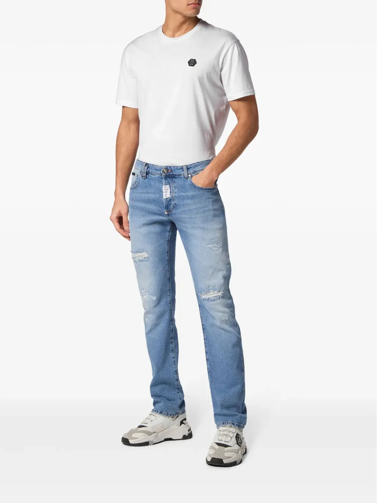 Philipp Plein ダメージ加工ストレートジーンズ - ブルー - 画像2