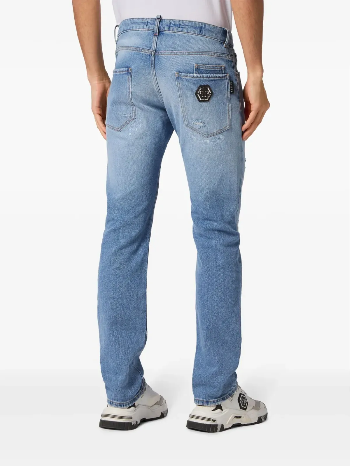 Philipp Plein ダメージ加工ストレートジーンズ - ブルー - 画像4