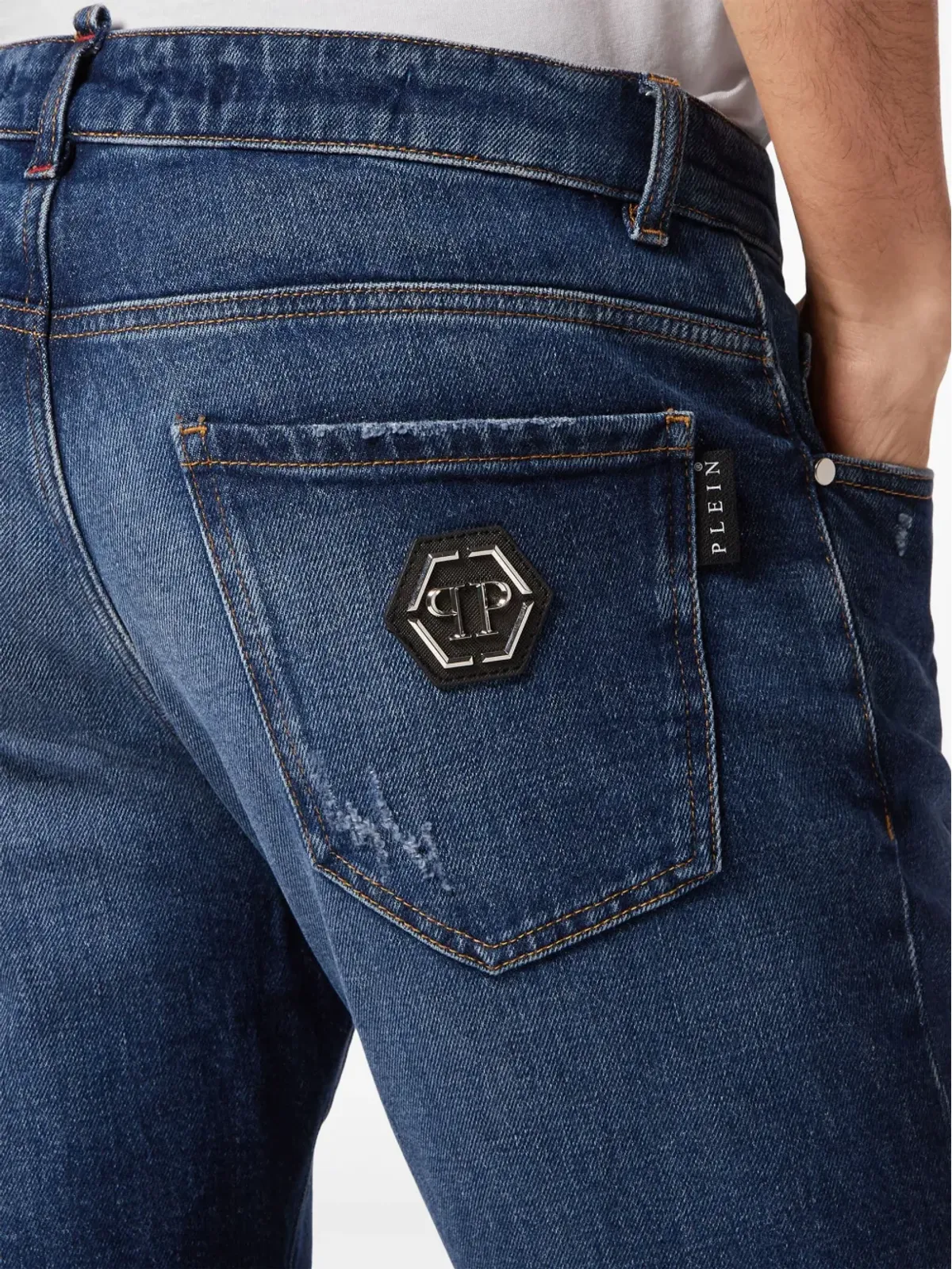 Philipp Plein ペイントスプラッター スリムフィットデニム ブルー - 画像5