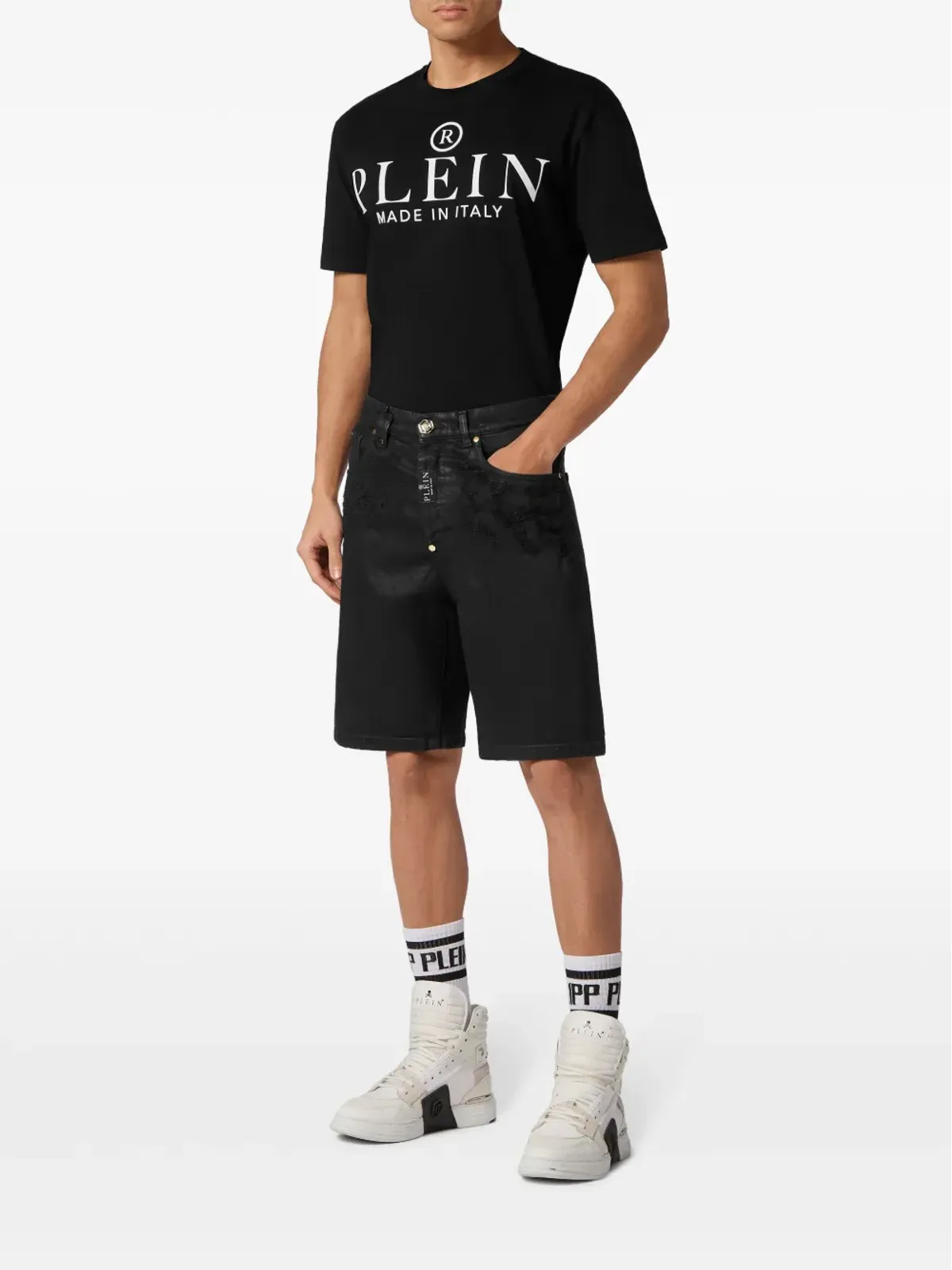 Philipp Plein リップドディテール デニムショーツ - 画像2