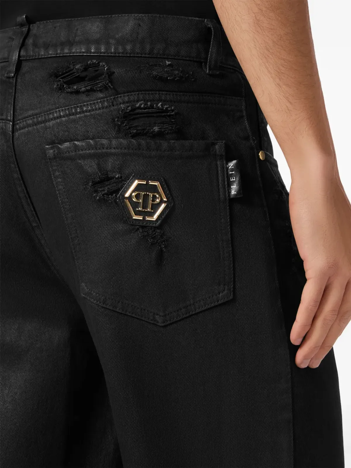 Philipp Plein リップドディテール デニムショーツ - 画像4