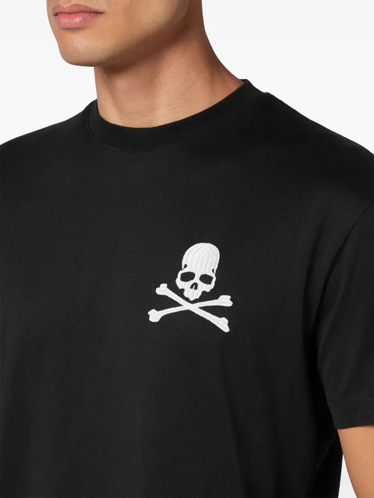 Philipp Plein スカル刺繍入りコットンTシャツ - ブラック - 画像5