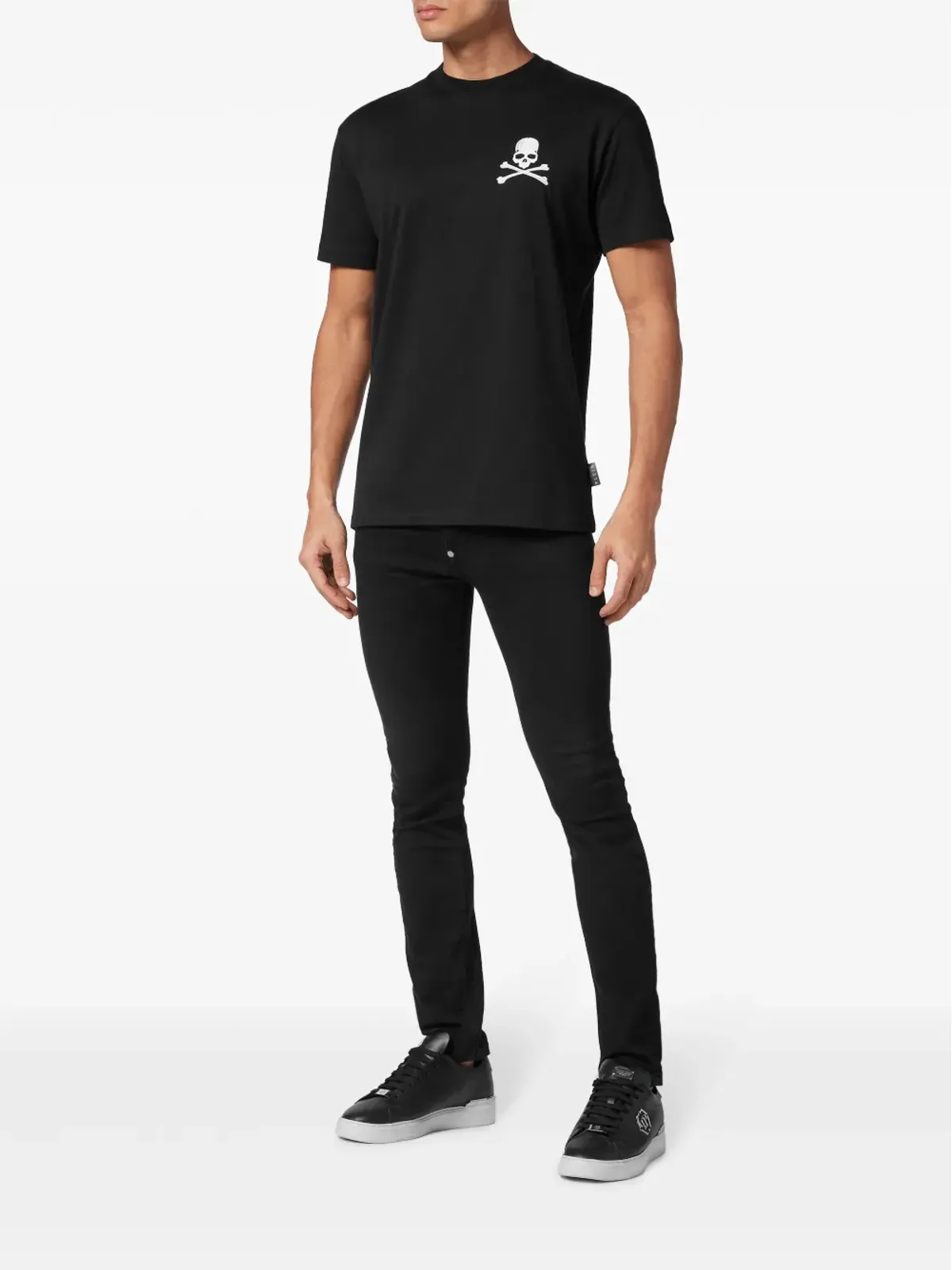 Philipp Plein スカル刺繍入りコットンTシャツ - ブラック - 画像2