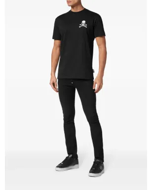 Philipp Plein スカル刺繍入りコットンTシャツ - ブラック - サムネイル2