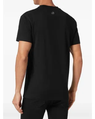 Philipp Plein スカル刺繍入りコットンTシャツ - ブラック - サムネイル4