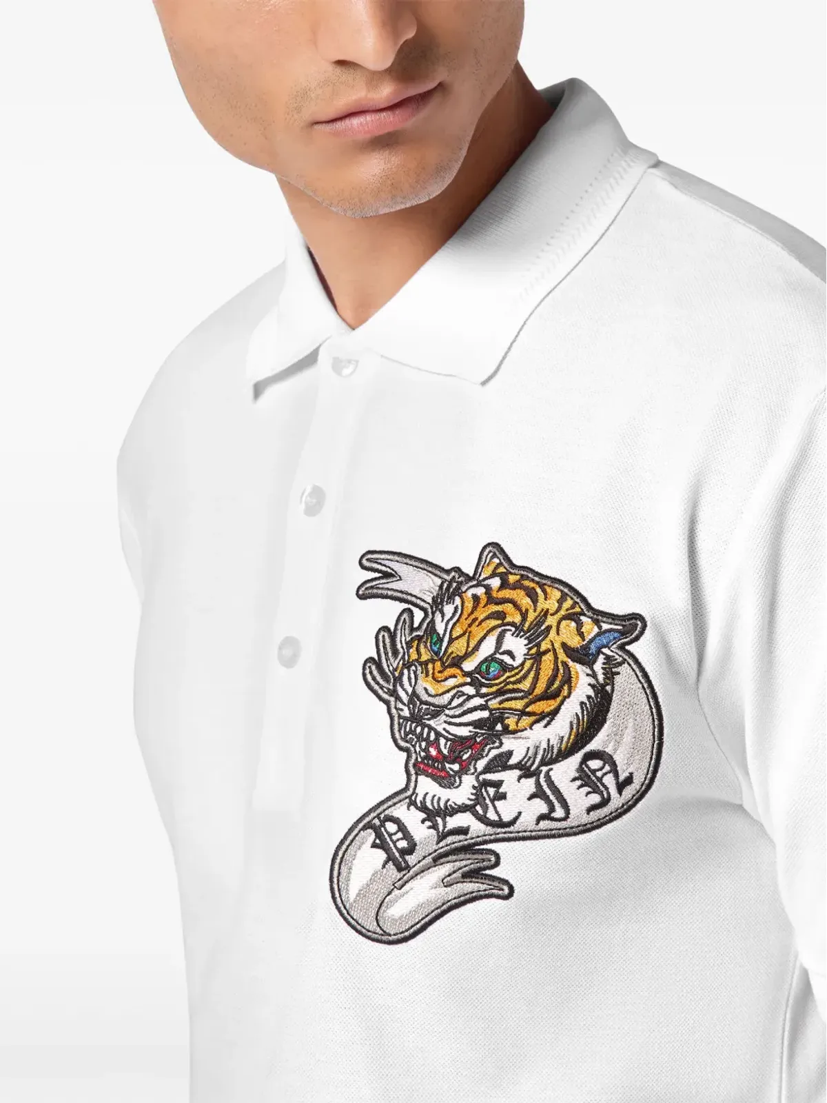 Philipp Plein タトゥー刺繍入りポロシャツ - ホワイト - 画像5