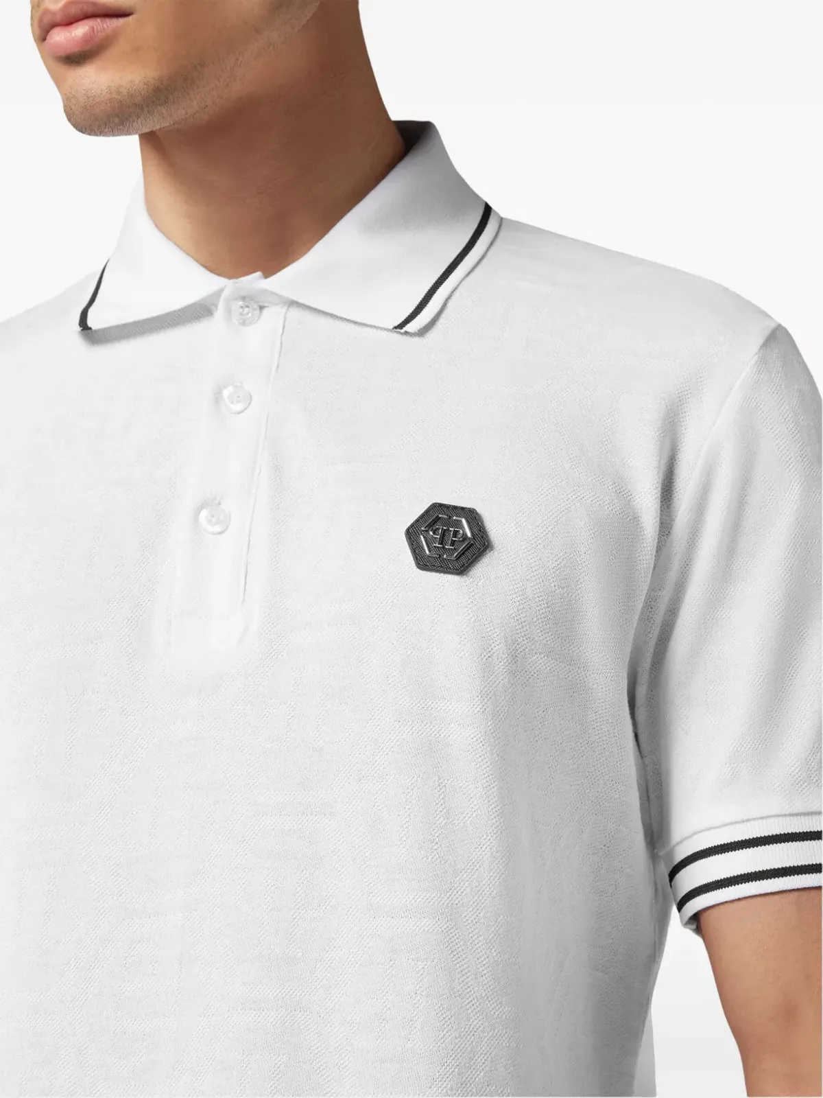 Philipp Plein ロゴアップリケ コットン ポロシャツ - 画像5