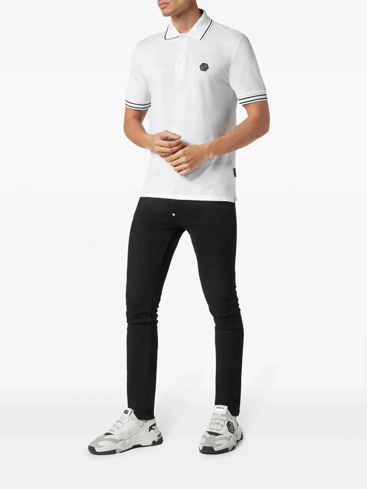 Philipp Plein ロゴアップリケ コットン ポロシャツ - 画像2