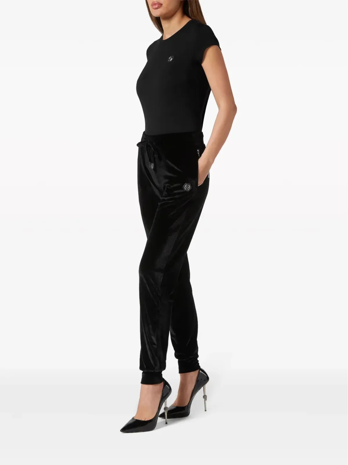 Philipp Plein ロゴ入りベルベット トラックパンツ - 画像2