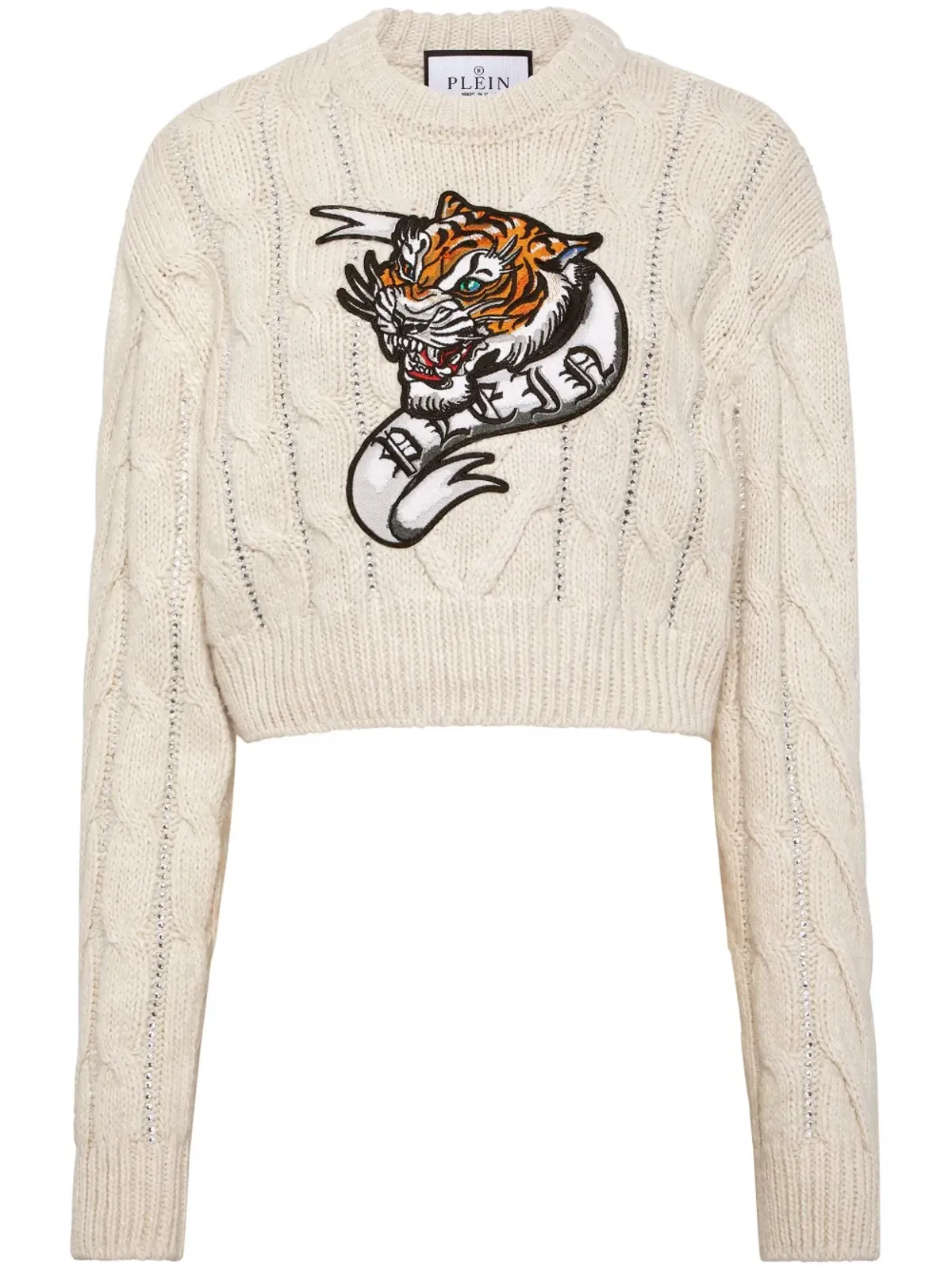 Philipp Plein タトゥー柄 クロップド ウール ジャンパー - ニュートラルカラー - 画像1