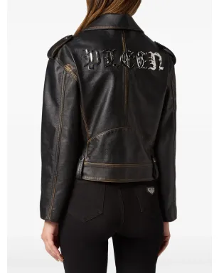 Philipp Plein ロゴ入りレザーバイカージャケット - サムネイル2
