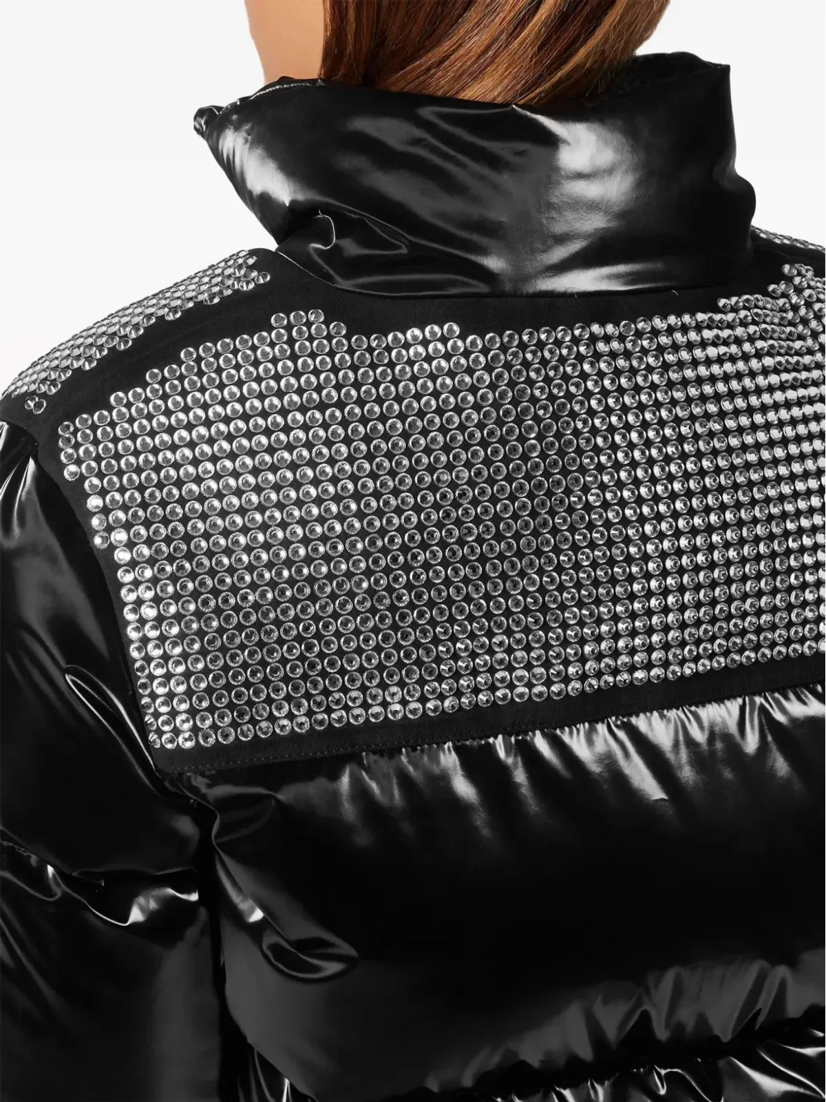Philipp Plein クリスタルをあしらったクロップドダウンジャケット ブラック - 画像5