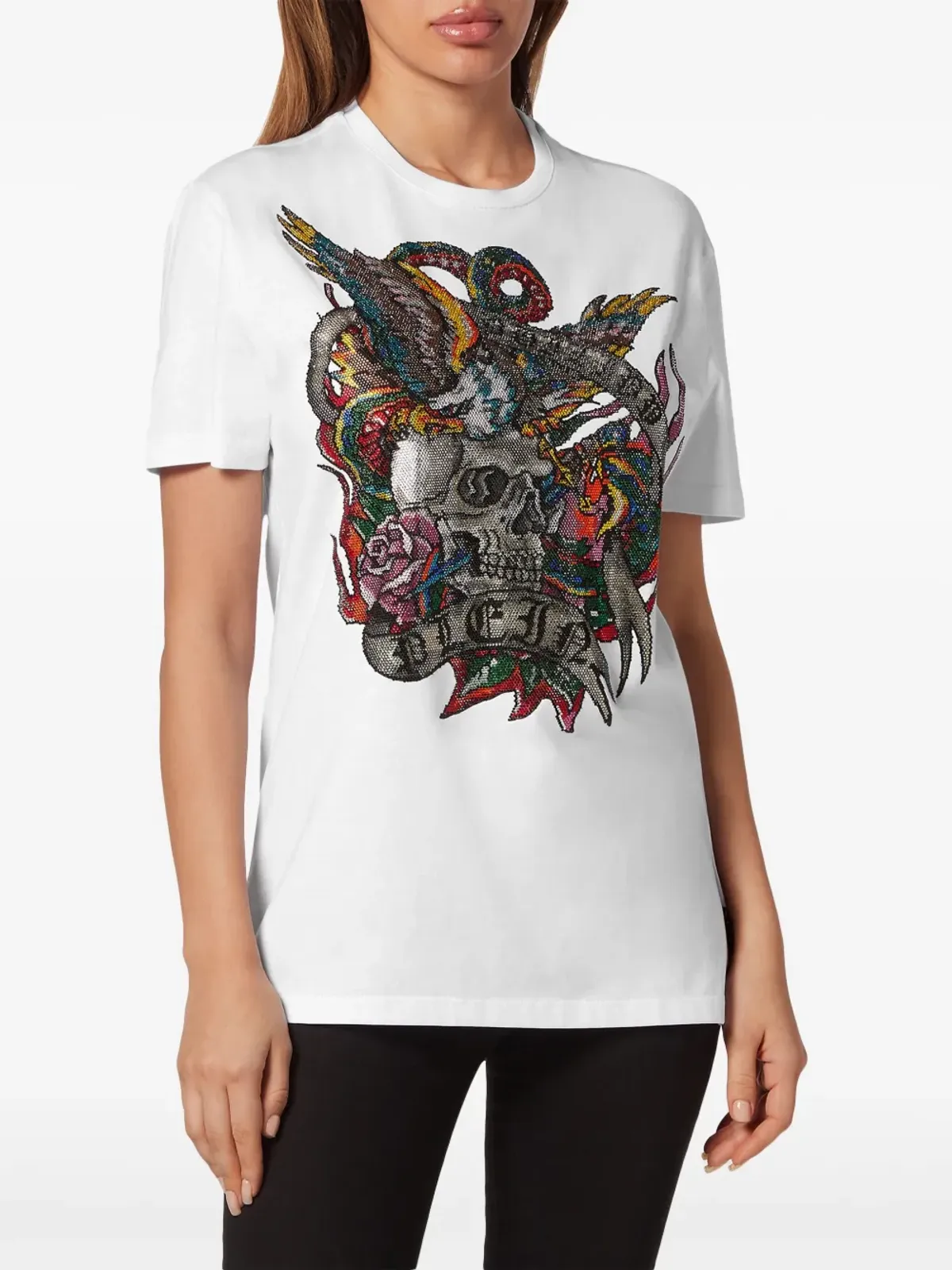 Philipp Plein タトゥー柄コットンTシャツ - 画像2