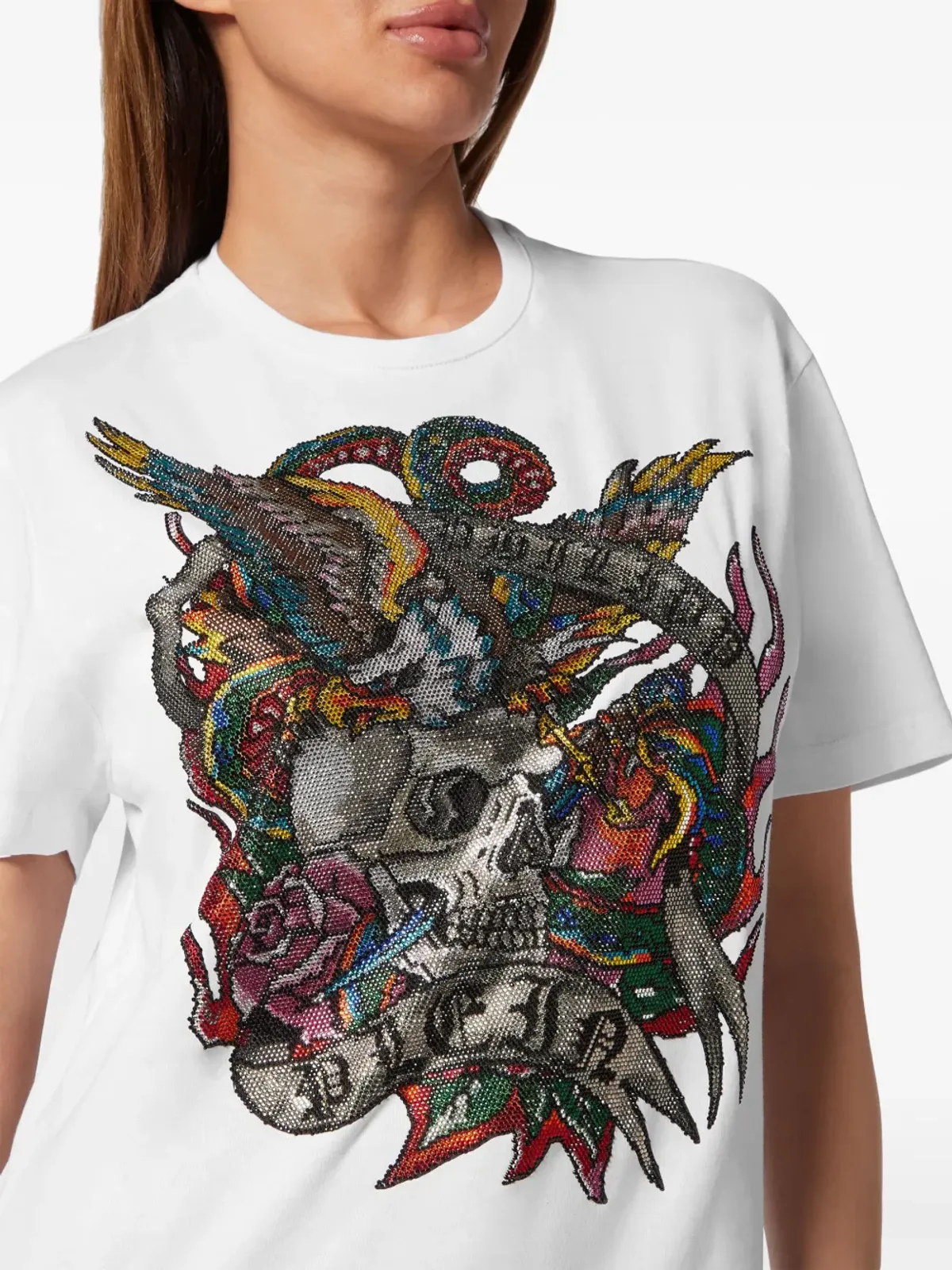 Philipp Plein タトゥー柄コットンTシャツ - 画像4