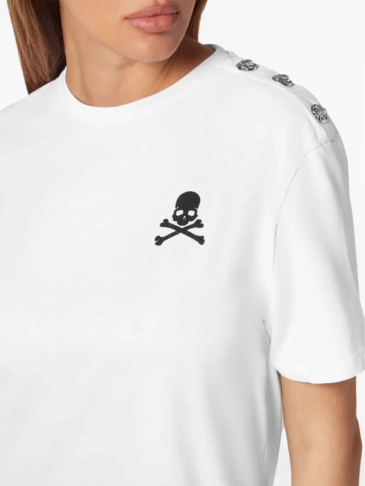 Philipp Plein スカル刺繍入りコットンTシャツ - 画像5