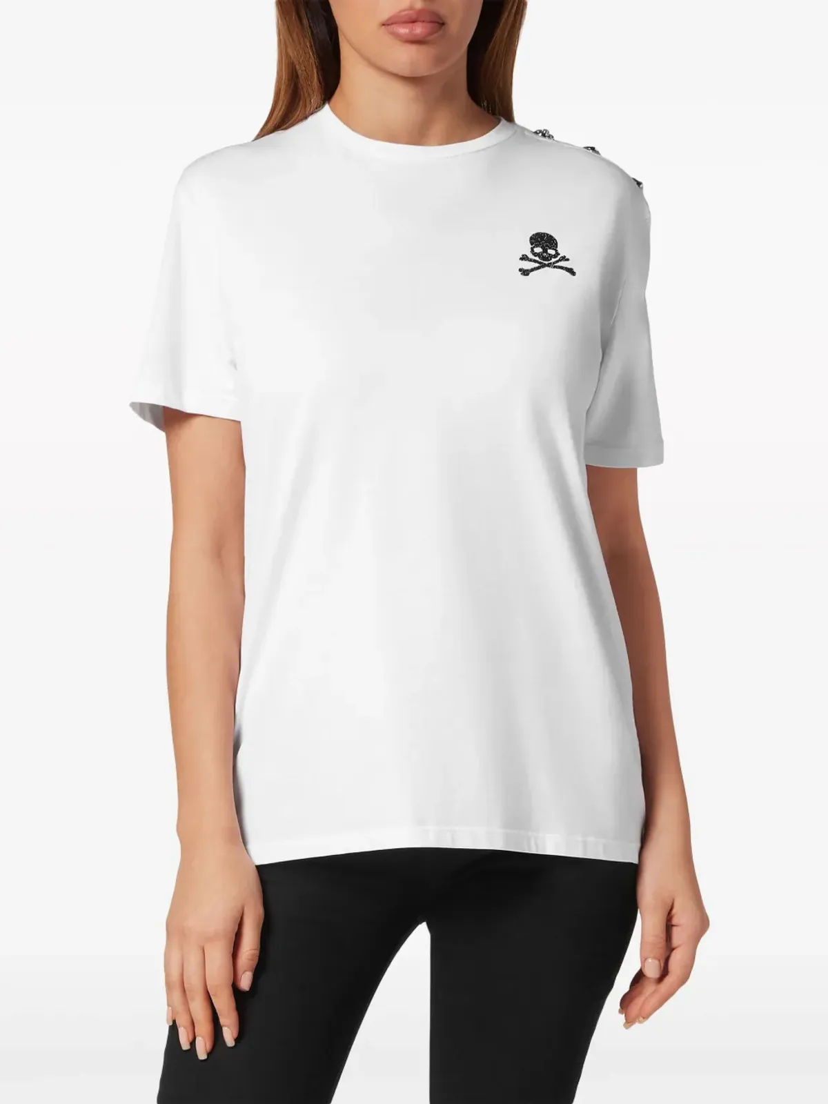Philipp Plein スカル刺繍入りコットンTシャツ - 画像3