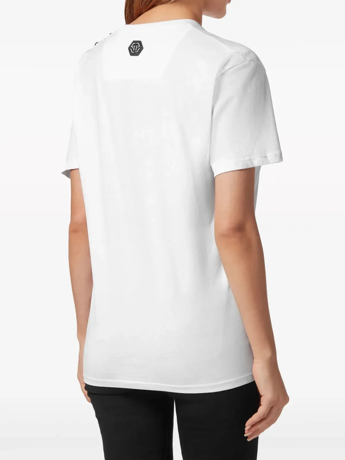 Philipp Plein スカル刺繍入りコットンTシャツ - 画像4