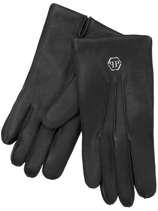 Philipp Plein Philipp Plein アップリケロゴ レザー グローブの商品画像