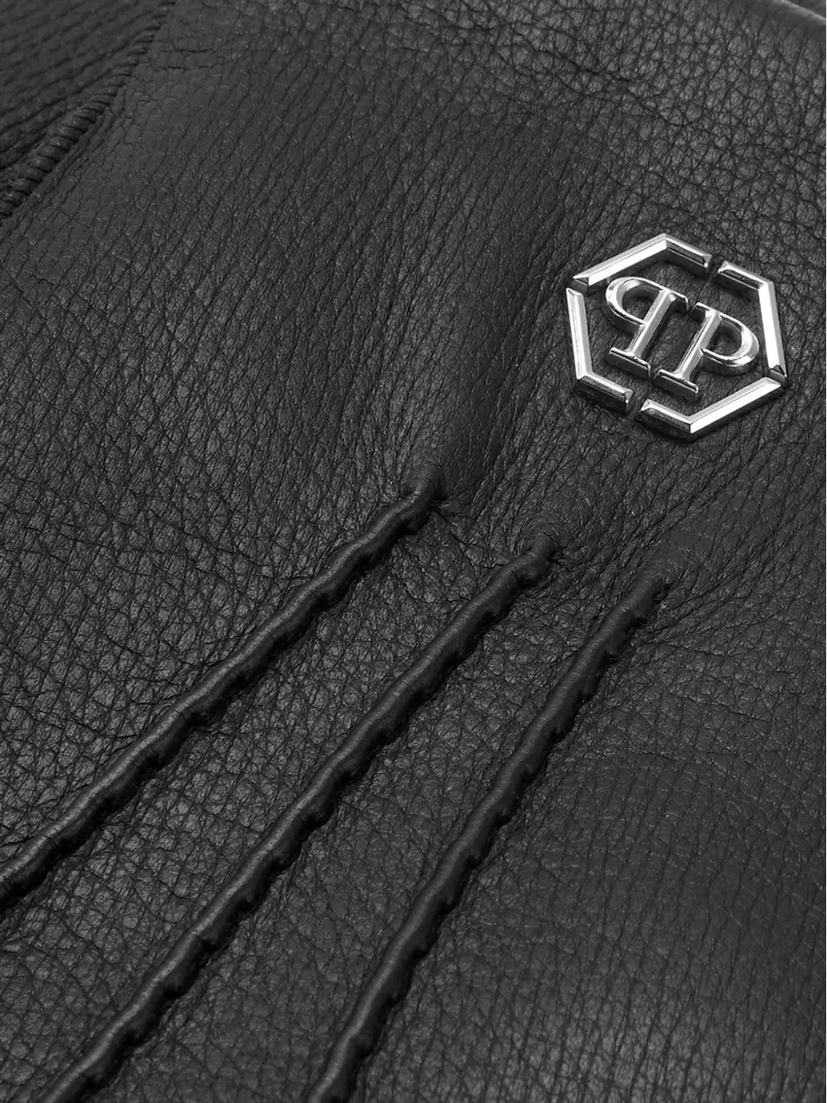 Philipp Plein アップリケロゴ レザー グローブ - 画像2