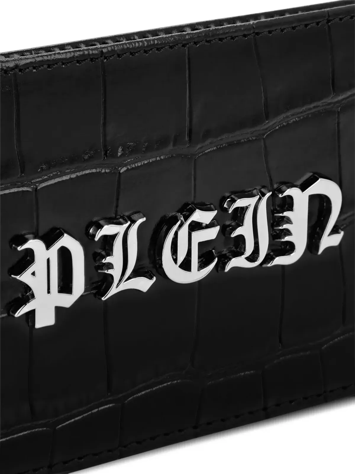 Philipp Plein ゴシック Plein クロコダイル型押し カードホルダー - ブラック - 画像3