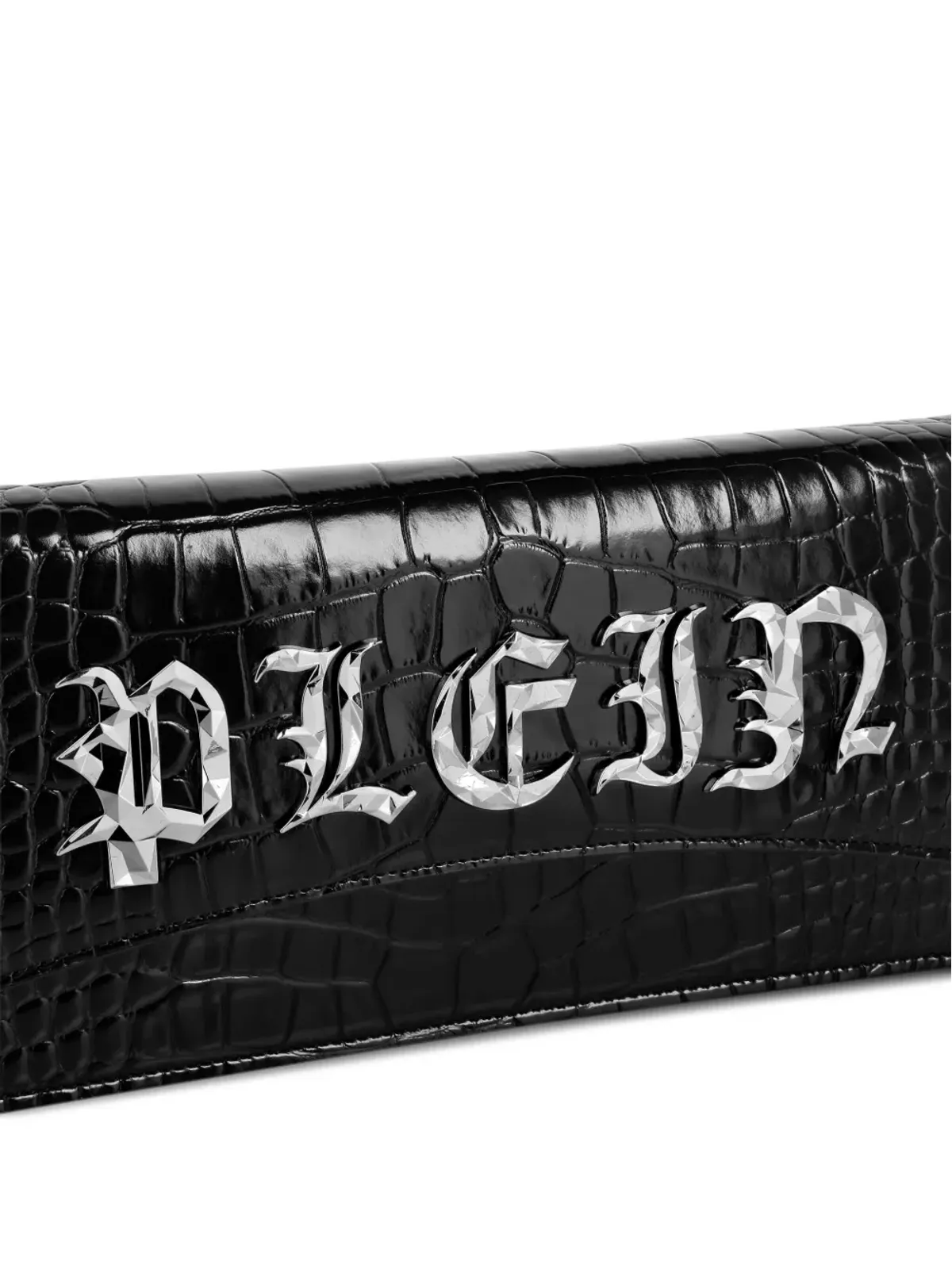 Philipp Plein ゴシック プレイン クロコエフェクト クラッチバッグ - ブラック - 画像4