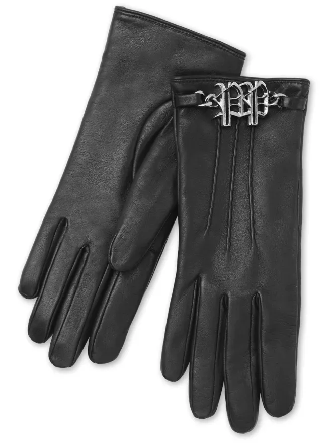 Philipp Plein Philipp Plein ロゴプレート ナッパレザー グローブ - ブラックの商品画像