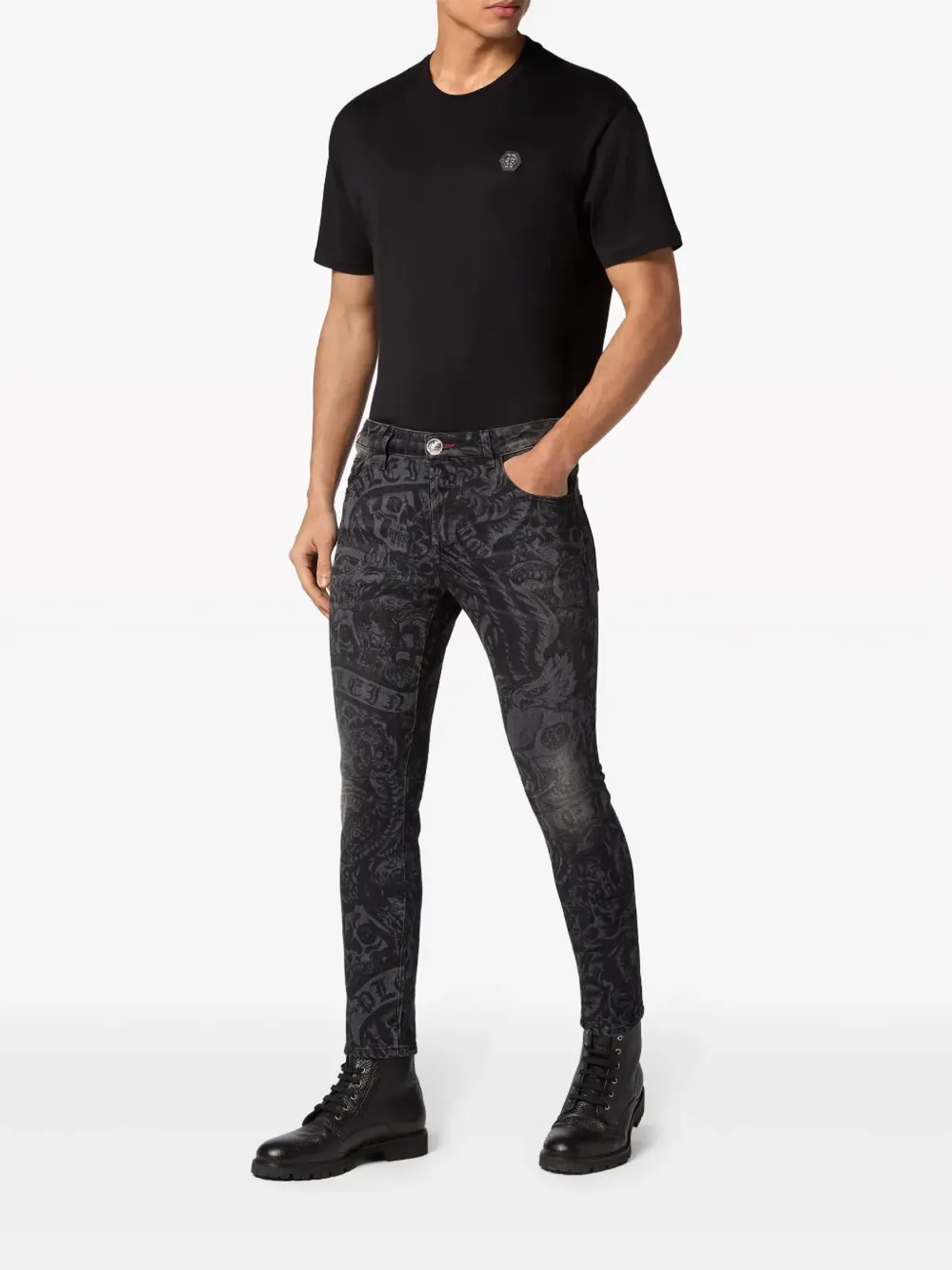 Philipp Plein タトゥープリント スキニージーンズ - 画像2