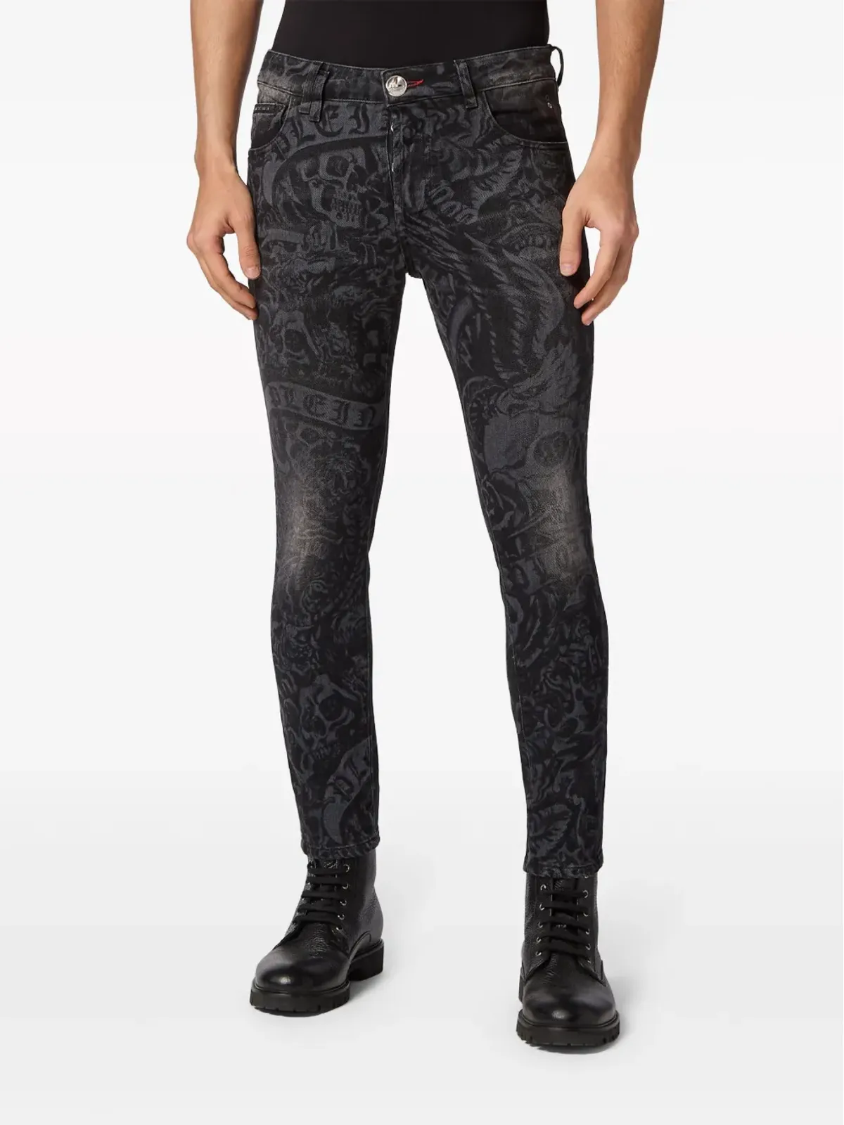 Philipp Plein タトゥープリント スキニージーンズ - 画像3