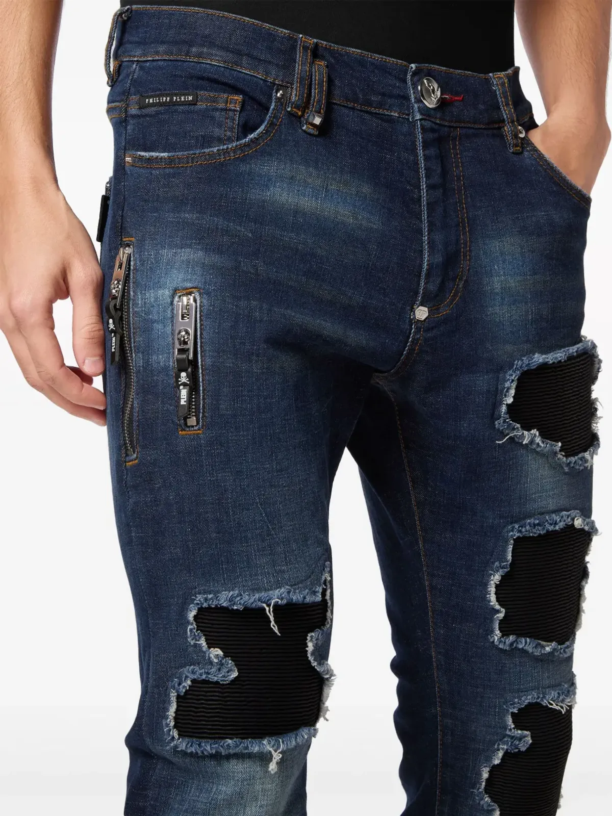 Philipp Plein ロックスター リブドパネル スキニージーンズ - ブルー - 画像5