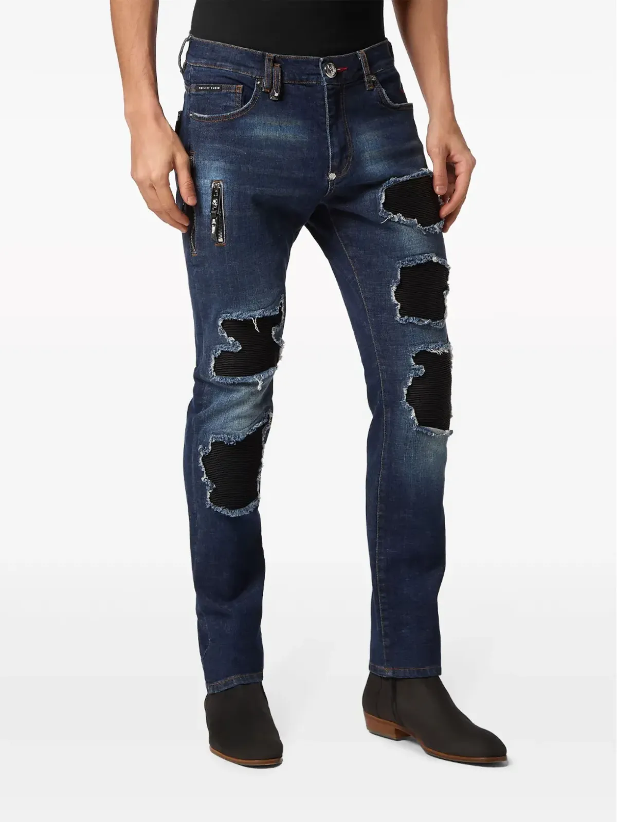 Philipp Plein ロックスター リブドパネル スキニージーンズ - ブルー - 画像3