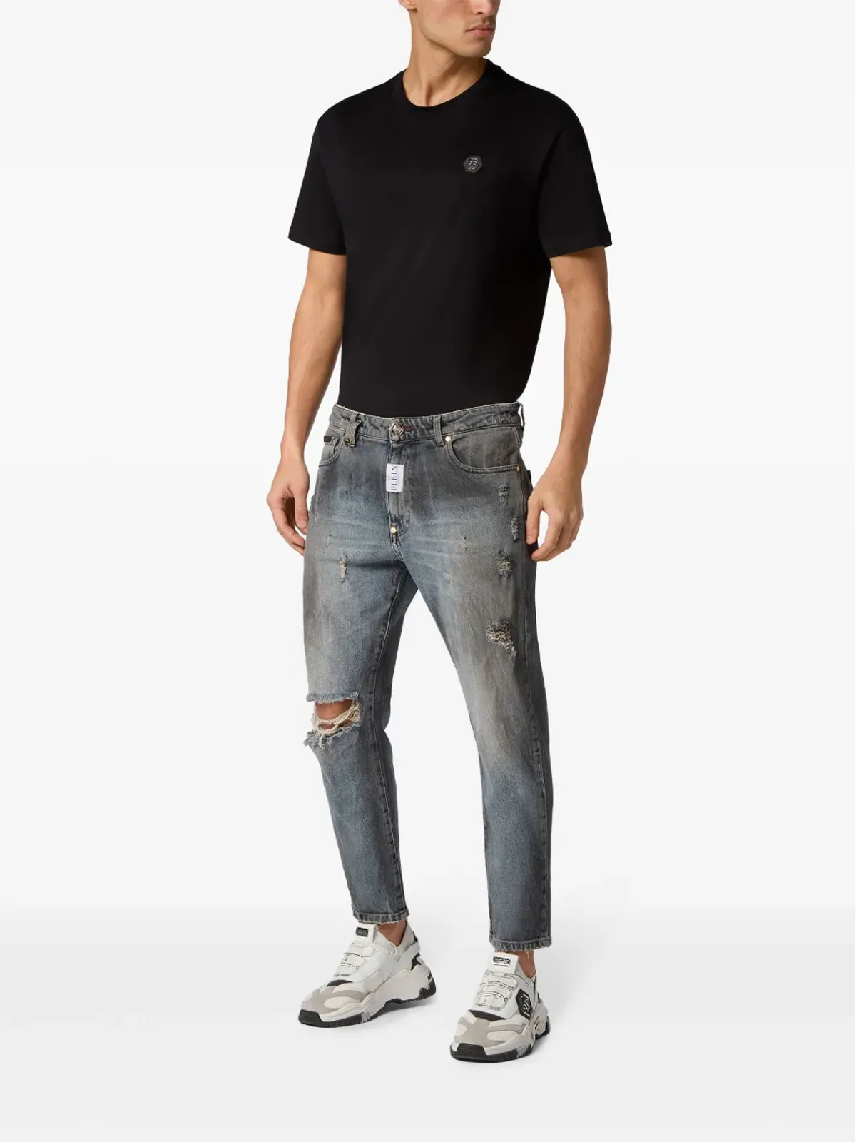 Philipp Plein デトロイト ミッドライズ ストレートジーンズ - グレー - 画像2
