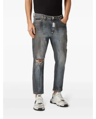Philipp Plein デトロイト ミッドライズ ストレートジーンズ - グレー - サムネイル3