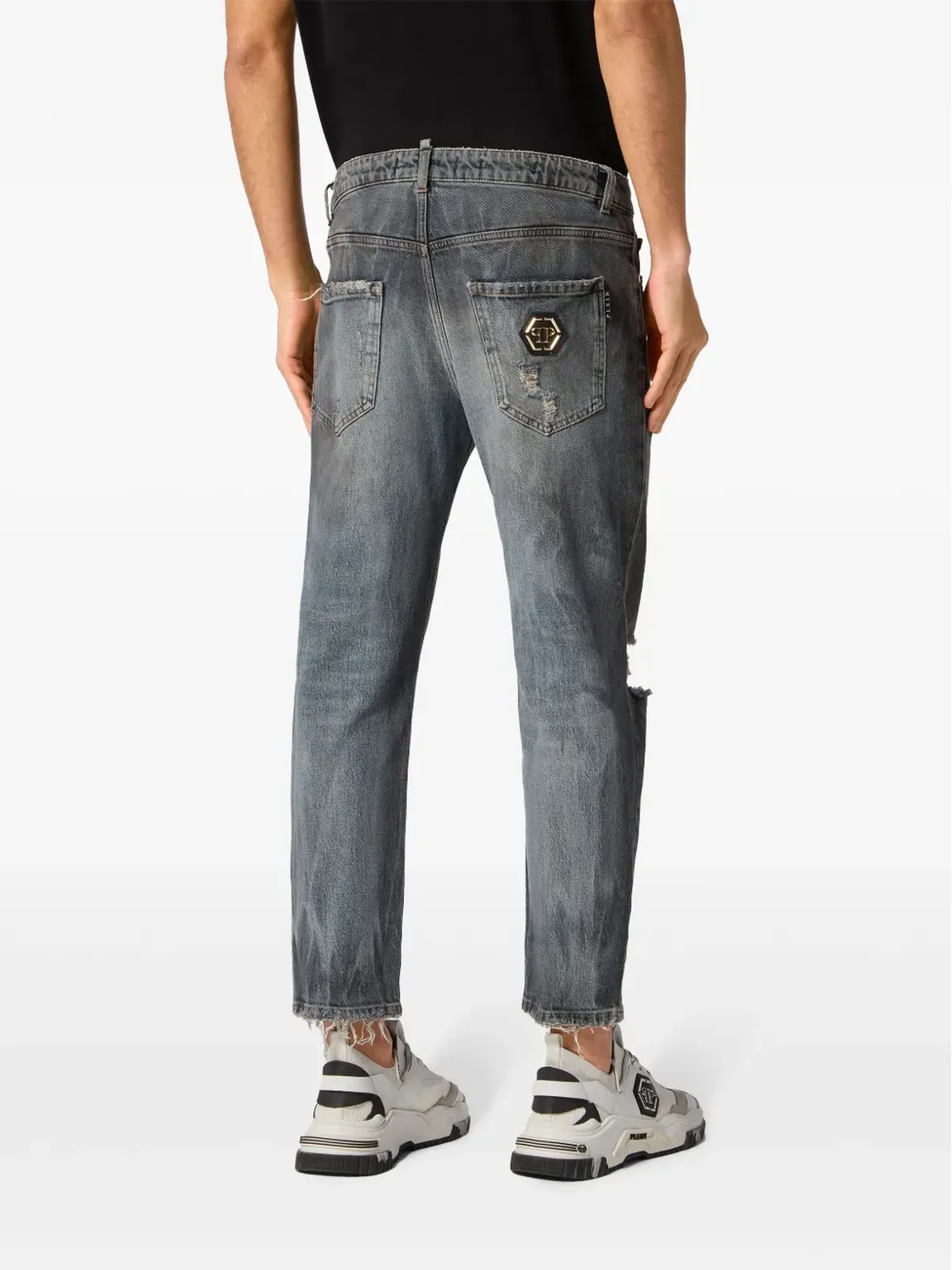 Philipp Plein デトロイト ミッドライズ ストレートジーンズ - グレー - 画像4