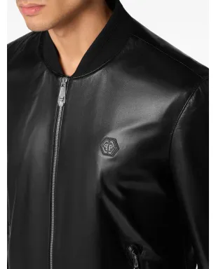 Philipp Plein レザー ボンバー ジャケット ブラック - サムネイル5