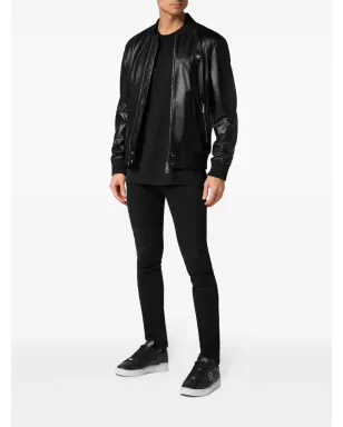 Philipp Plein レザー ボンバー ジャケット ブラック - サムネイル2