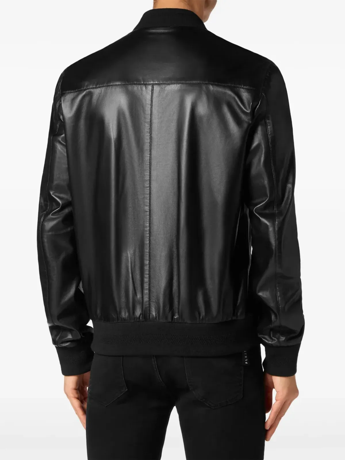 Philipp Plein レザー ボンバー ジャケット ブラック - 画像3