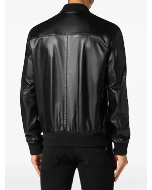 Philipp Plein レザー ボンバー ジャケット ブラック - サムネイル3
