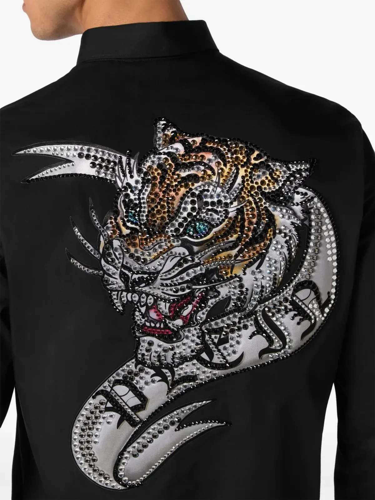 Philipp Plein タイガープリント クリスタル装飾シャツ - ブラック - 画像4