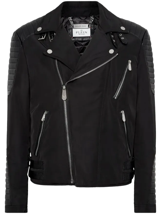 Philipp Plein Philipp Plein パッド入りディテール レザーバイカージャケットの商品画像