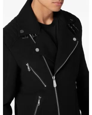 Philipp Plein ロゴアップリケ付きパディッド バイカージャケット - ブラック - サムネイル5
