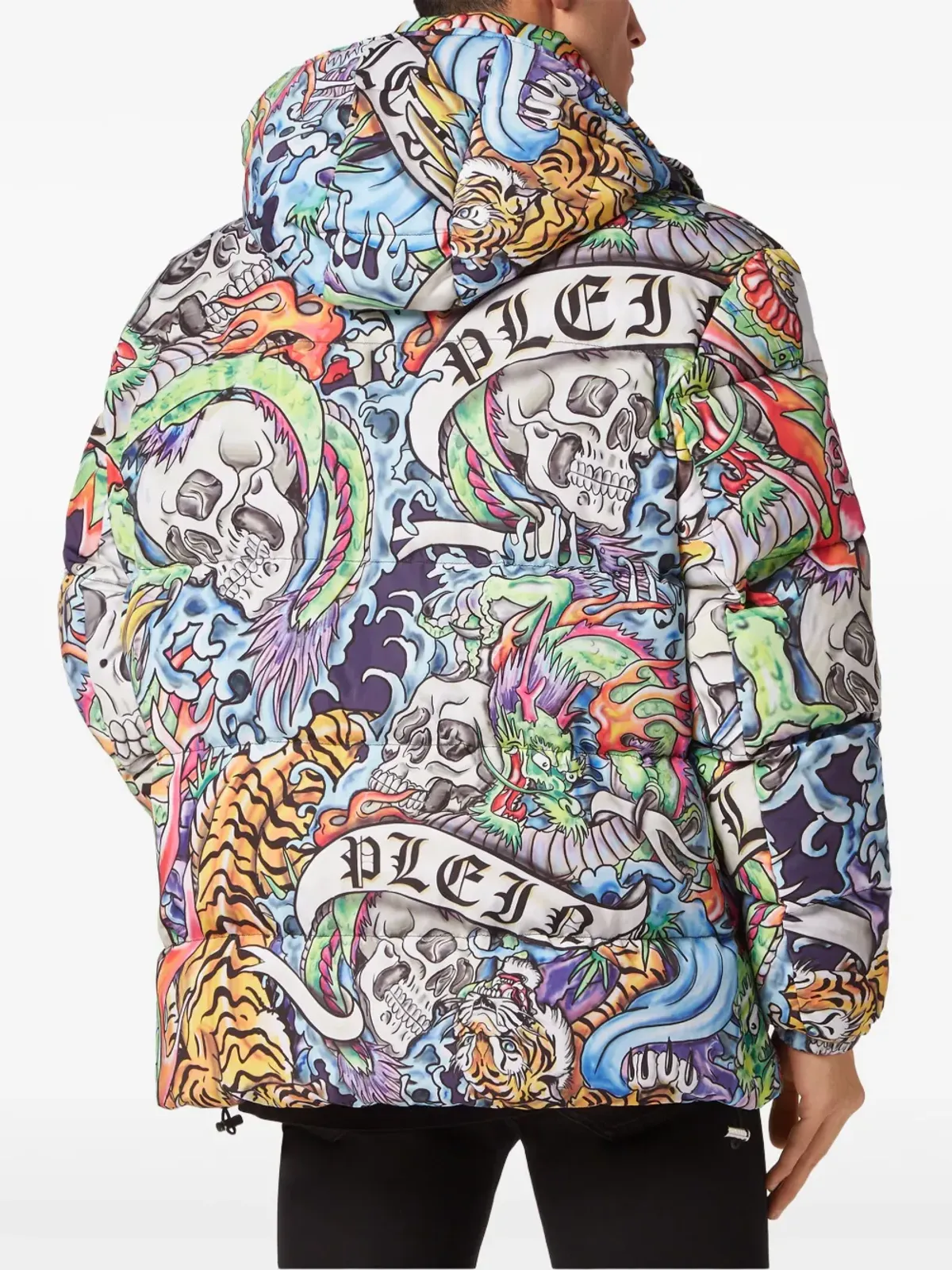 Philipp Plein タトゥープリント フード付き ダウンジャケット - ブルー - 画像4