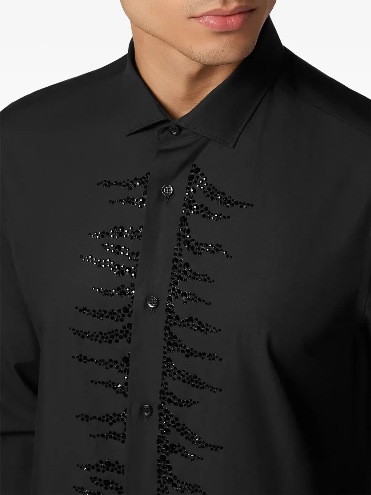 Philipp Plein ラインストーン装飾 コットンシャツ - ブラック - 画像5