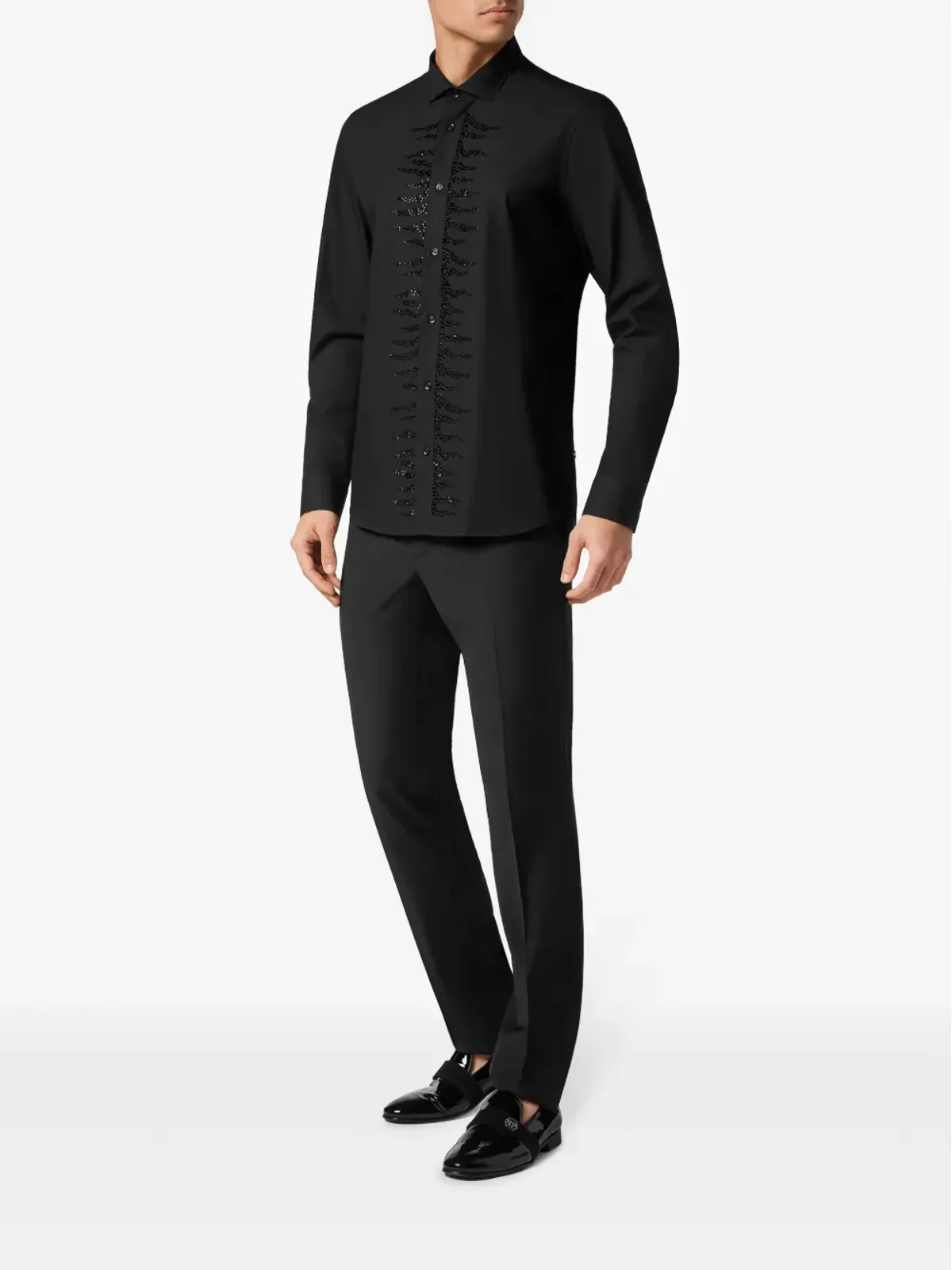 Philipp Plein ラインストーン装飾 コットンシャツ - ブラック - 画像2