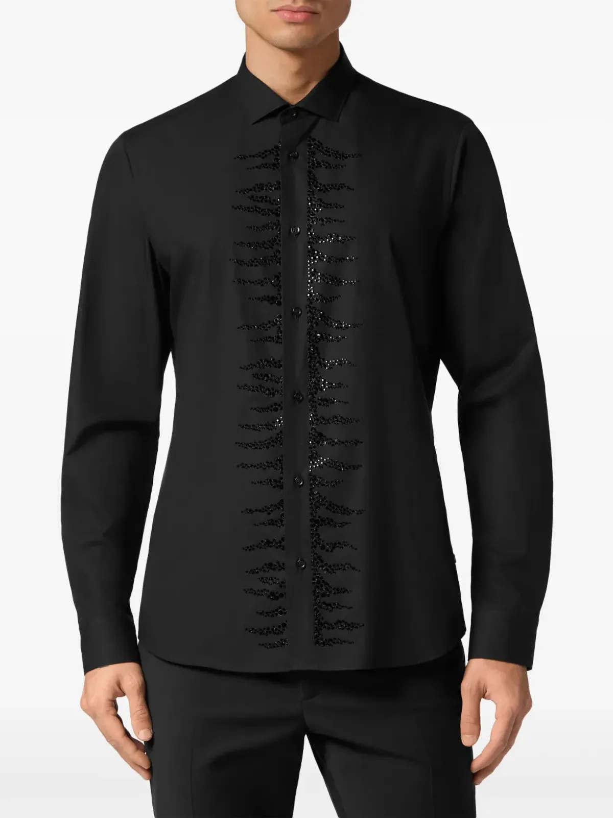 Philipp Plein ラインストーン装飾 コットンシャツ - ブラック - 画像3