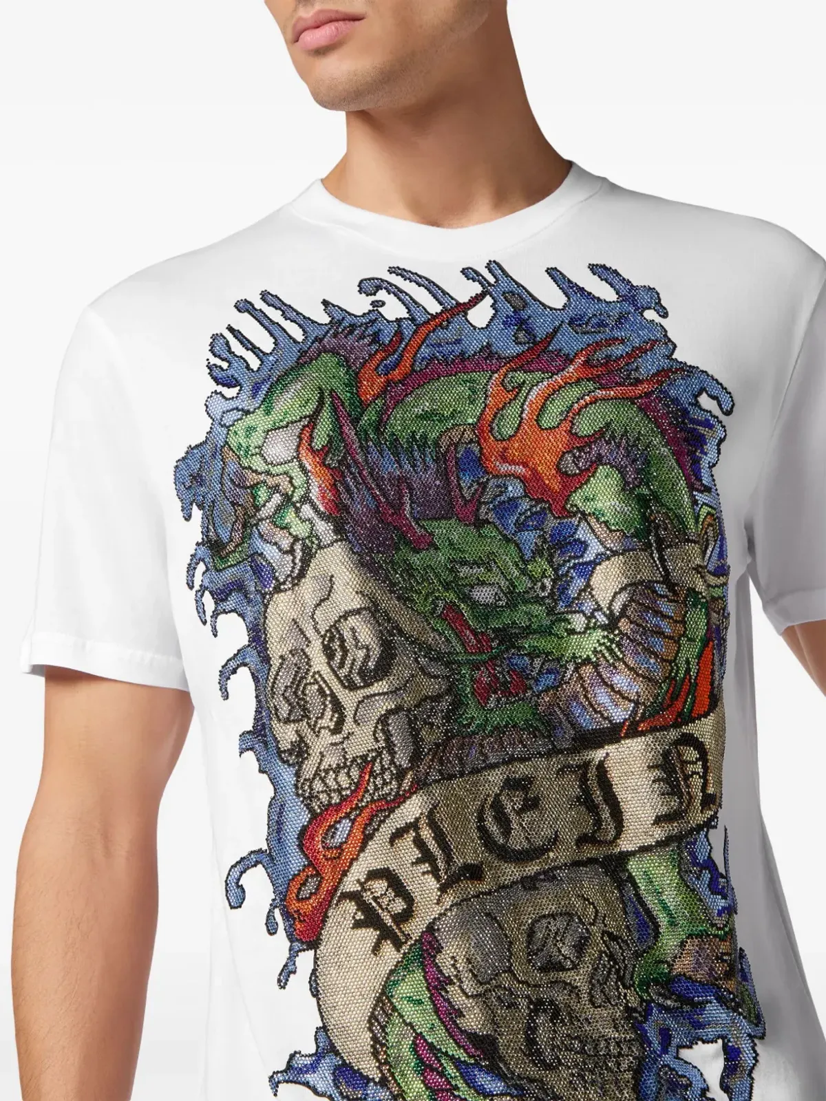 Philipp Plein タトゥープリント コットン Tシャツ - 画像5
