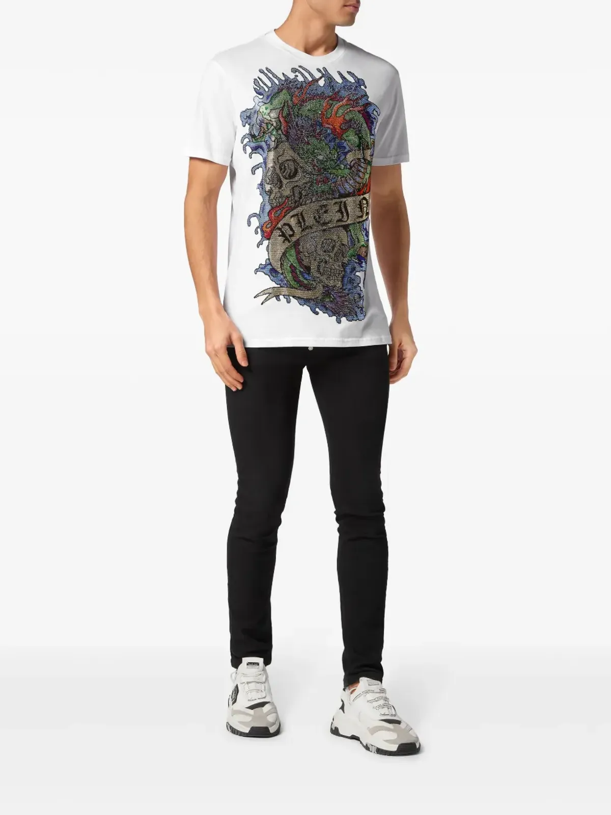 Philipp Plein タトゥープリント コットン Tシャツ - 画像2