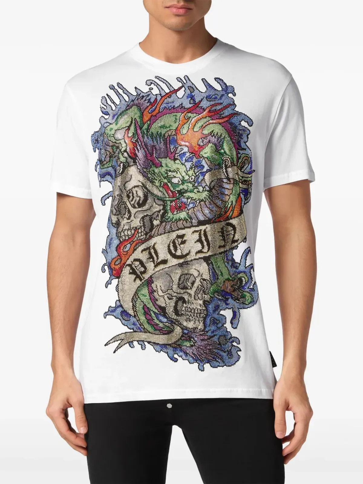 Philipp Plein タトゥープリント コットン Tシャツ - 画像3