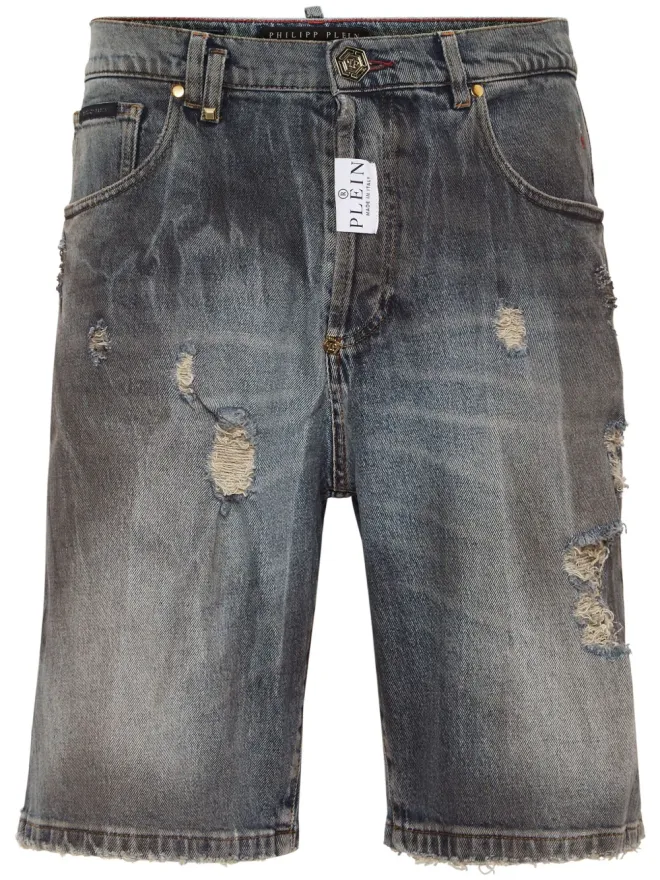 Philipp Plein Philipp Plein ダメージ加工デニムショートパンツの商品画像